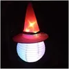 Décoration de fête Décoration de fête Halloween Chapeau de sorcière LED Lumières pour enfants Décor Fournitures Arbre extérieur Ornement suspendu 1994 E3 Drop Dhwyb