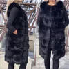 Dames Bont Faux HJQJLJLS Dames Lange Mode Casual Warm Slank Mouwloos Vest Vrouwelijke Winter Pluizige Kunstmatige Jas 221122