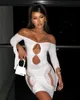 Casual Dresses Sexy Hollow Out Long Sleeve Bandage Dres Summer Fashion Streetwear Outfits Lace Club Party 221121