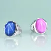 Cluster Rings Gem's Beauty 12x16 Big Oval Lab Star Sapphire Bezel Setting 925 Sterling Silver Classic Style For Women Fine Jewelry