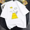 メンズTシャツ漫画マウンテンプリント夏のTシャツピュアコットンラウンドネックユニセックスファンセモアスリーブ14カラールーズ快適なトップ