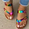 Sandalen Flip Flop Schnalle Schuhe Mädchen Muticolor Offene Spitze Regenbogen Plattform Frauen Casual Strand