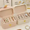 Mini Portable Jewelry Box Jewelry Organizer Display Rings Holder Pu Leather Earring Storage Boxes Wedding Present Falls