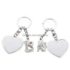 Party Favor Sublimation Par KeyChain Favor Metal Letter Gravering Charm Hearthaped Key Ring Romantic Valentines Day Gift 5517 Q2 DH3SA