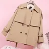 Trenchcoats für Damen Fad Herbst Winter Damen Langer Mantel Vintage Zweireihiger Umlegekragen Outwear Slim Büro Damen Solide