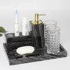 Ensemble d'accessoires de bain Accessoires de salle de bain Distributeurs de savon en marbre Porte-brosse à dents Gargle Cups Plat avec plateau 5-6 pièces Cadeaux de mariage