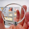 925 Sterling Silver Smooth Bangle Princess Charm Clasp Bracelet Fits For European Pandora Charms and Beads