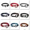 Charm Bracelets Mticolor Leather Bracelet Handmade Genuine Cuff Wrap Bracelets Adjustable Ship Anchor Jewelry Drop Delivery 2021 Dhnxg