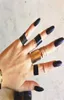 Docona 3pcsset Gothic Black Opening Rings for Women Punk Midi Finger Knuckle Alloy Ring Set Fashion Jewelry Accessories 5504 Q070