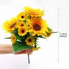 Decorative Flowers 13 Heads Sunflower Flower Bouquet Artificial Daisies Wedding Plant Accessories Room Home Decor Decoration Gift