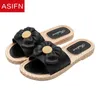 Asifn dames slippers buiten sandalen dames flip flop platform antislip bloem zomer slippers mode stijl boog dames schoenen j220716