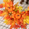 Decorative Flowers Wreaths Autumn Theme Door Wreath Artificial Pumpkin Berries Pine Cone Maple Manmade Garland Cloth Rattan Material Home Decoration 221122