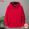 Hoodies Winter Fleece Pullover Hooded Sweater Loose Plus Size Men's 10xl 12xl Bekväma Winter Hoodies Student Big Sweatshirts Y2211