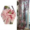 Curtain 2023 Door Blinds Window Peony Printed Transparent Tulle Room Divider Valance Decoration Curtains Voile Living