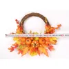 Decorative Flowers Wreaths Autumn Theme Door Wreath Artificial Pumpkin Berries Pine Cone Maple Manmade Garland Cloth Rattan Material Home Decoration 221122