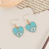 Coloré émail coeur mauvais œil breloques boucles d'oreilles dégoulinant d'huile turquie chanceux balancent boucles d'oreilles personnalité en gros Hotselling