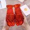 Cute Lobster Flip Floops Funny Sandals Slippers Designer Brand Beach Antislip Women Slides Bathroom Couple Summer New J220716