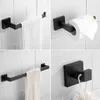 Acessório de banho Conjunto de banheiro Hardware de banheiro fosco preto SUS304 Aço inoxidável Montagem de parede Montagem de toalhas de papel de papel de papel de papel de papel