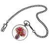 Montres de poche montre pour femme fleurs blanches pures Vases chaîne à Quartz cadran numérique Durable pendentif horloge cadeau d'anniversaire