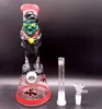 Narguilés de bécher de bang en verre rouge avec motif 3D 12 pouces huile Dab Rig Shisha Pipes à fumer 18mm femelle