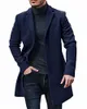 Men's Wool Blends Mens Trench Coat Wool Blended Jacket Slim Fit Fall Winter Soft Single Breasted Outwear 221121