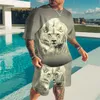 Felpe con cappuccio da uomo Felpe con bandiera russa T-shirt da uomo Set Orso 3d Maglietta stampata 2 pezzi Set casual Estate Abbigliamento sportivo oversize Tuta da uomo 221122