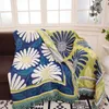 Dekens Bloemen Sofa Zonnebloempatroon Travelworp voor Bed Living Room Tapijt Tapijt Knit Cover Deke 221122