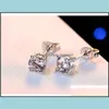 Stud Zircon Diamond Stud örhängen Sier Crystal Women Wedding Ear Rings Fashion Jewelry Gift Delivery Dhufd