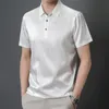 Polos pour hommes de haute qualité vraie soie 100 chemises roses pour hommes été Satin blanc élégant bureau chemises de travail Golf vêtements élégants confortable 221122