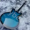 Guitare électrique Factory Direct Wholesale Tiger Pattern Transparent Blue Dave Grohl Jazz Semi-Hollow Livraison gratuite