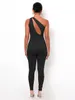 Women's Jumpsuits Rompers Kliou One Shoulder Sexy Cut Out Womens Jumpsuit Streetwear Solid Backless Active Wear Skinny Slim Summer 221122