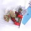 Flores decorativas 5mm Decor de Natal Decores de casamento Decores de Natal Ornamento Artificial Berries Diy Wreath Mini Fake Cherry Stamen