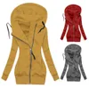 Damesjassen Stijlvolle massieve kleur Zipper Winterjas Skinvriendelijke sweatshirt Sluiting Warm hoodiejack Lady kleding 221122