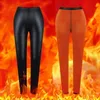 Leggings femininos mulheres couro quente inverno sexy cintura alta slim calça de meia -calça fêmea de lã elástica de lã elástica fêmea 221122