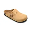 Sandals Designer Designer de chinelos de madeira de inverno masculino e feminino de couro encharcado de óleo Baotou Pull Cork Bston entupida marrom camurça preta Skateboard Fashion Trend 668ess