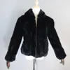 Womens Fur Faux Women Winter Warm Russian Lady 100% Natural Rex Rabbit Hooded Coats Real Jackets Genuine Overcoat 221122