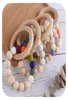 DIY Wood Baby Pacifier Holders Teether Rings infant Food Grade Beech Teething Ring Soothers Chew Toys newborn Round Silicone teeth
