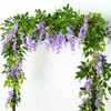 Flores decorativas grinaldas 5 pacotes Fake Wisteria Wisteria Artificial Vine Ivy Leaf Garland para Wedding Arch Home Wall Plant 180 cm 221122