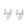 Boucles d'oreilles mode 925 bijoux en argent Sterling avec pierre de lune wapiti forme accessoires pour femmes cadeaux de fête de mariage