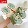 Asifn dames slippers buiten sandalen dames flip flop platform antislip bloem zomer slippers mode stijl boog dames schoenen j220716