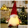 Decorações de Natal de Natal Gnome Plush brinquedos brilhantes em casa decoração de natal de ano novo Bling Toy Gifts Kids Santa Claus Snowman Orna DH0PR
