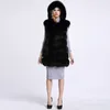 Женская зимняя куртка из искусственного меха HJQJLJLS, длинный элегантный жилет с капюшоном, женская толстая теплая пушистая искусственная куртка без рукавов 221122