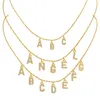 Collier avec pendentif en forme de lettres de A à Z avec nom personnalisé personnalisé DIY glacé CZ plaqué or breloques initiales Hip Hop bijoux en acier inoxydable pour femmes et filles cadeaux