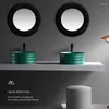 Set di accessori per il bagno Tavolo per lavabo interpiattaforma in rilievo Art Round Deepening Wash Lavabo in ceramica per piscina