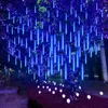 Decorazioni natalizie 30/50cm LED Meteor Shower Fairy String Ghirlanda Luci Matrimonio all'aperto Street Garden Decor 32/24/12 Tubi 221122