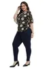 Kadınlar artı boyutu tişört yitonglian kadınlar kısa kollu yaz tişört baskılı daire desen zarif artı boyutları üst kısımlar bluz h375 221121