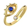 Pierścień Solitaire Cubic Zirkonia Zła oko pierścień Otwórz Regulowane Turkey Blue Eye Pierścienie dla kobiet mężczyzn Mode Biżuter