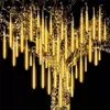 Décorations de Noël 8 Tubes Meteor Shower Rain Led String Lights Street Fairy Garlands Tree for Outdoor Year Garden 221122