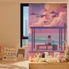Tenda Anime Free Tende perforate Panno Famiglia autoadesiva Semplice breve Camera da letto Soggiorno Decorazione