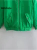 Chaquetas para mujer Willshela moda mujer abrigo de bombardero de gran tamaño con bolsillos cremallera frontal Vintage Oneck mangas largas Mujer Chic Outwears 221122